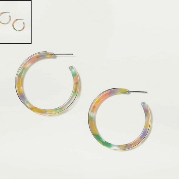 LOFT NWT Multicolor Resin Hoop Earrings - Picture 3 of 5